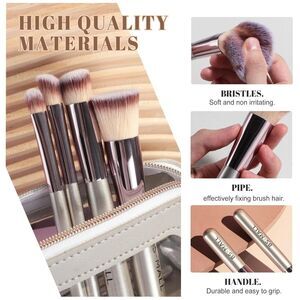 14 Pcs Makeup Brush Set With 1 Pcs Makeup Sponge With Travel Makeup Case